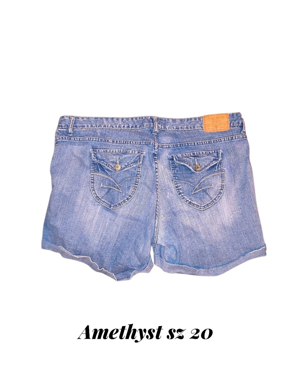 Amethyst Jeans Light Blue Denim Shorts with Back Button Pockets